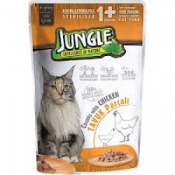 JUNGLE POUCH KISIR KEDI  TAVUK PARCALI 100 GR.-8681299600038