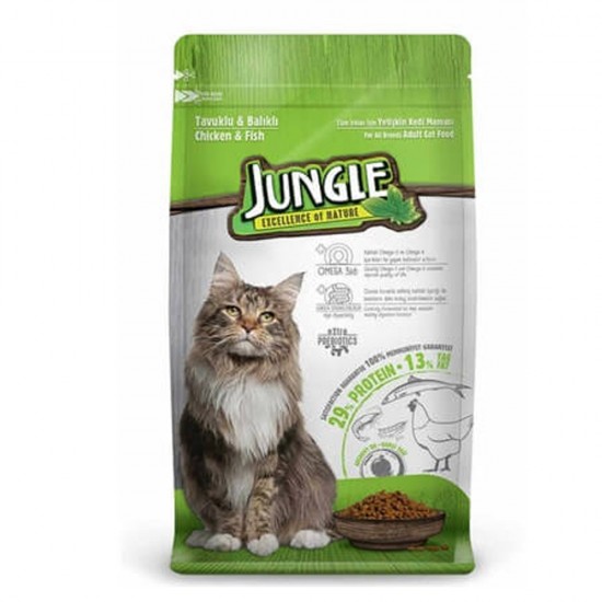 Jungle 1.5 Kg Tavuk-Balıklı Yetıskın Kedı Maması 