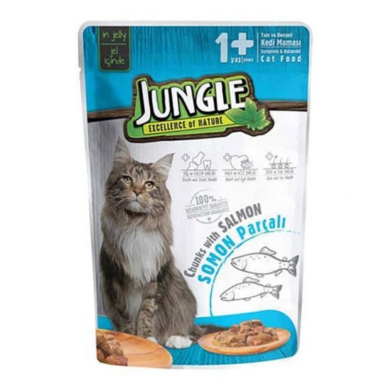 Jungle Pouch Yetıskın Kedı Somon Parcalı 100 G-8681299013906